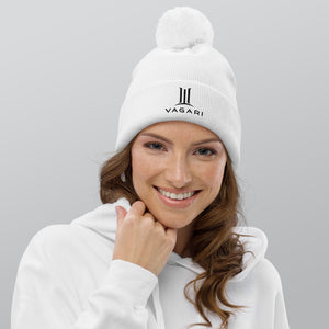 White pom pom beanie Vagari - Quote tshirt - Vagari Quote Wear