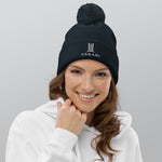 black french navy blue graphite grey Pom pom beanie Vagari - Quote tshirt - Vagari Quote Wear