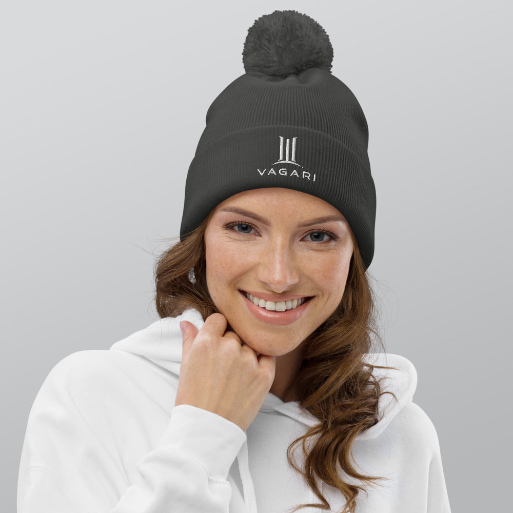 black french navy blue graphite grey Pom pom beanie Vagari - Quote tshirt - Vagari Quote Wear